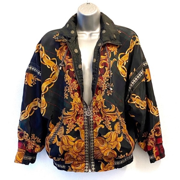 Vintage Jackets & Blazers - 90s Vintage Baroque Bomber Jacket Size Small